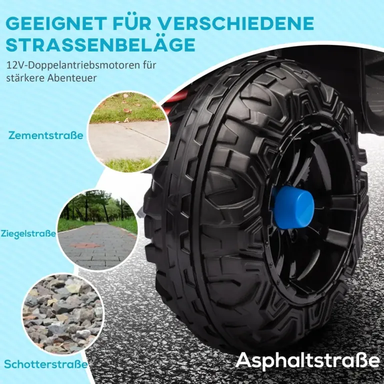 Elektrisk Fyrhjuling Barnbil 12 v Quad med Musik Blå Elbil Fjädring