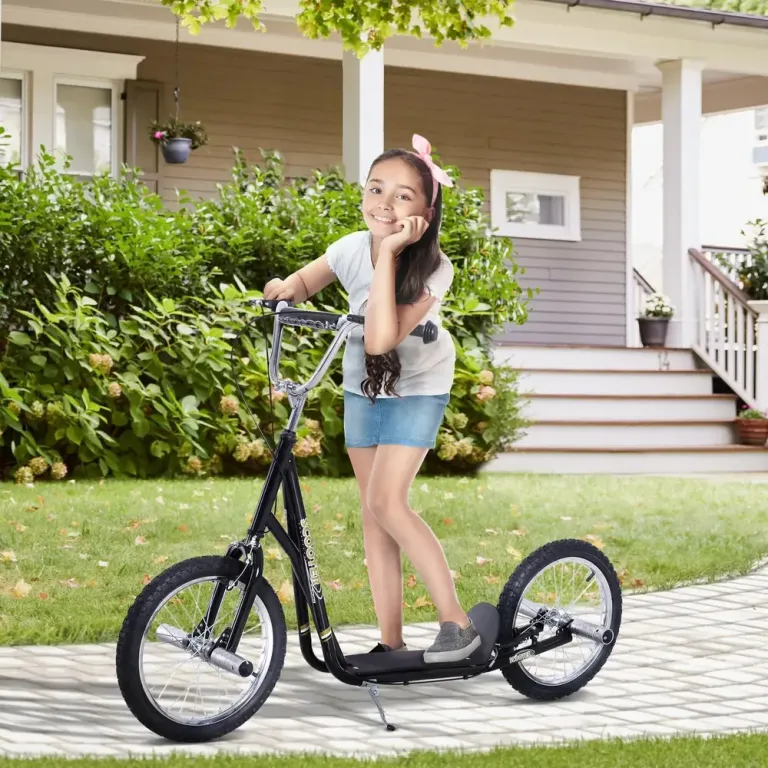 Sparkcykel för Barn med 16-Tums Lufthjul, Svart Höjdjusterbar Stål