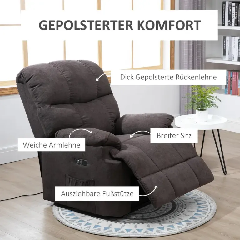 Elektrisk Lyftfåtölj med Ståhjälp USB-Port och Sidoficka