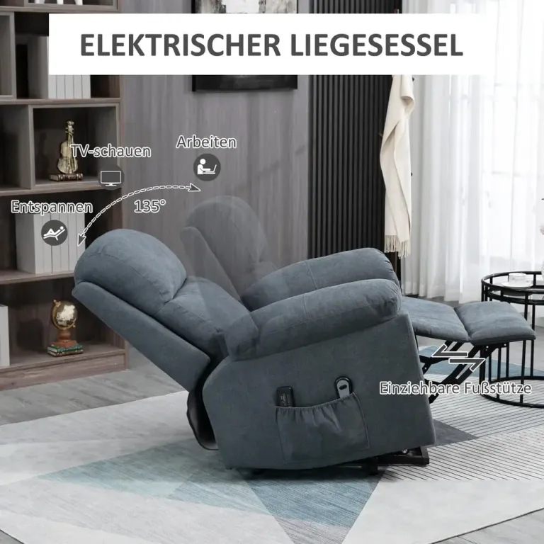 Elektrisk Massagefåtölj med Uppresningshjälp och Värme Grå Relax