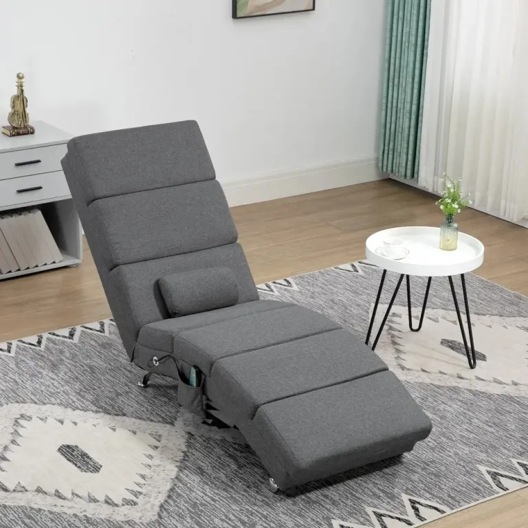 Elektrisk Massagefåtölj med Värme och 8 Vibrationspunkter Mörkgrå