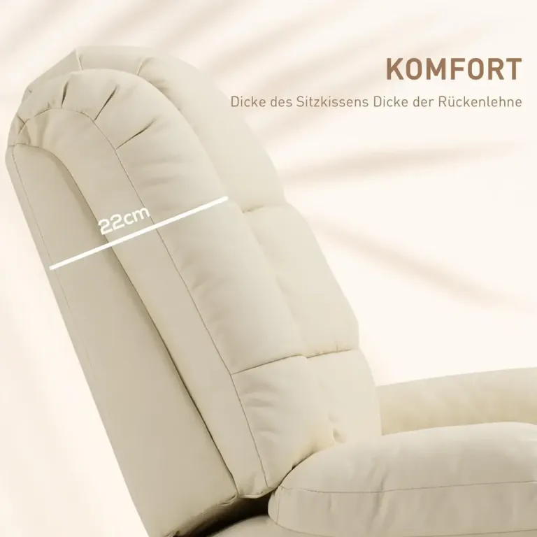 Elektrisk Massagestol i Konstläder Massagefåtölj Fotstöd Krämvit