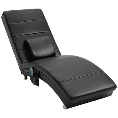 Elektrisk Massagestol i Läder Relaxfåtölj 58 x 163 x 87 cm