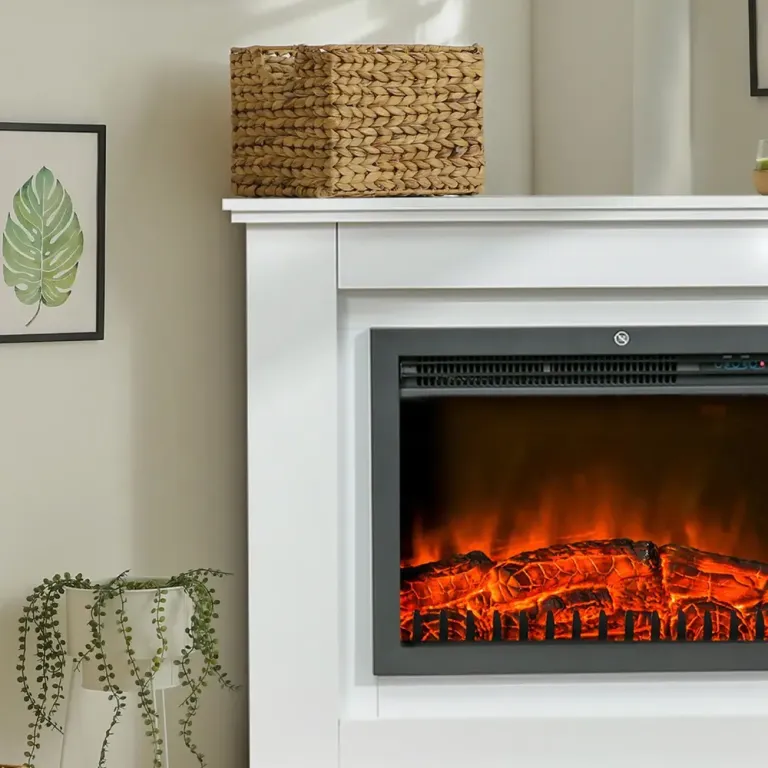 Elektrisk Öppen Spis 3D LED-Lågor Fjärrkontroll Timer Kamin Mantel