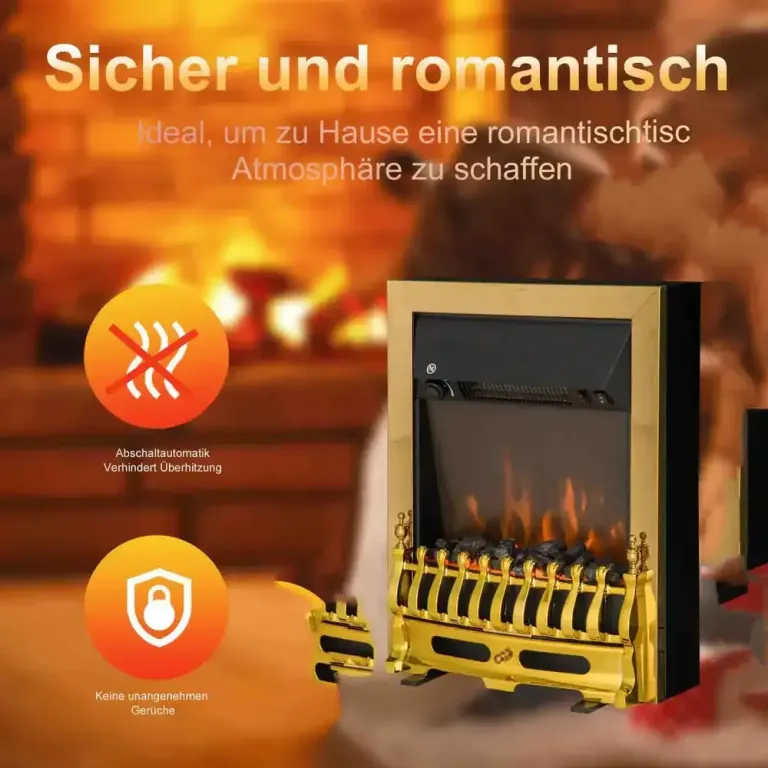 Elektrisk Öppen Spis Guld Kamin Cm Flameffekt
