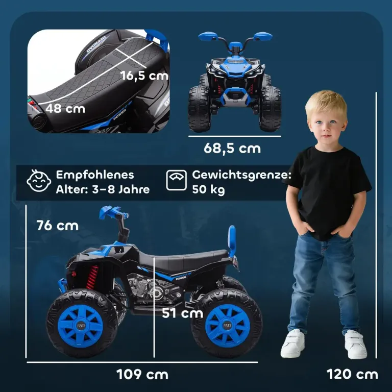 Elektrisk Quad för Barn 24 v 4 Hjul Strålkastare USB
