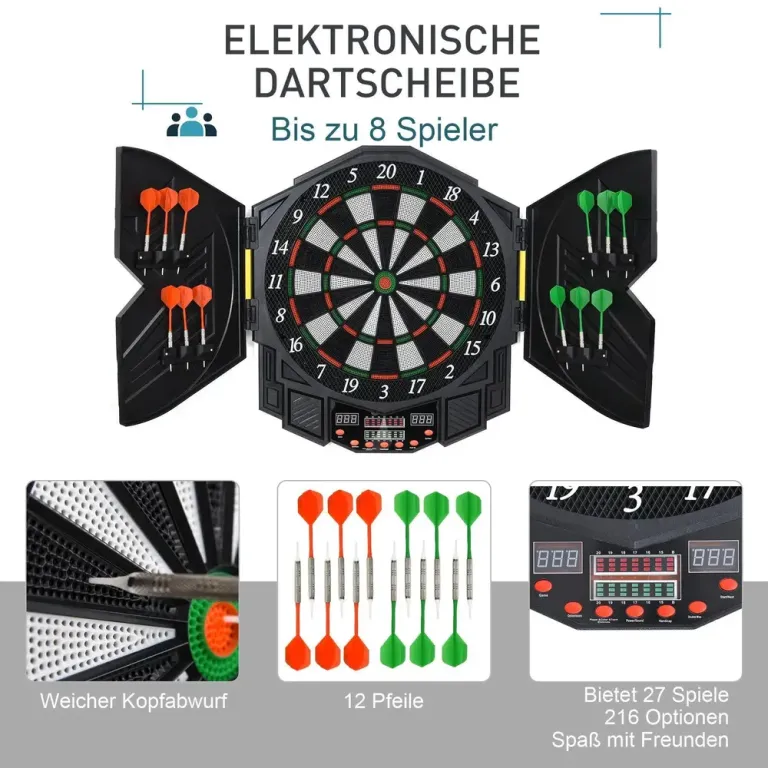 Elektronisk Darttavla med Skåpdörrar och 12 Pilar