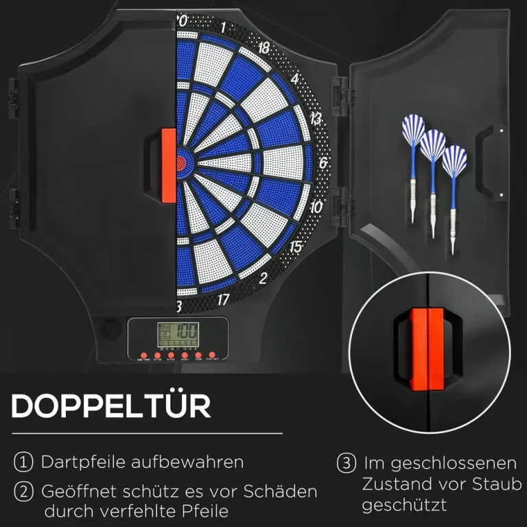 Elektronisk Darttavla med Skåpdörrar 8 Spelare, Svart Program