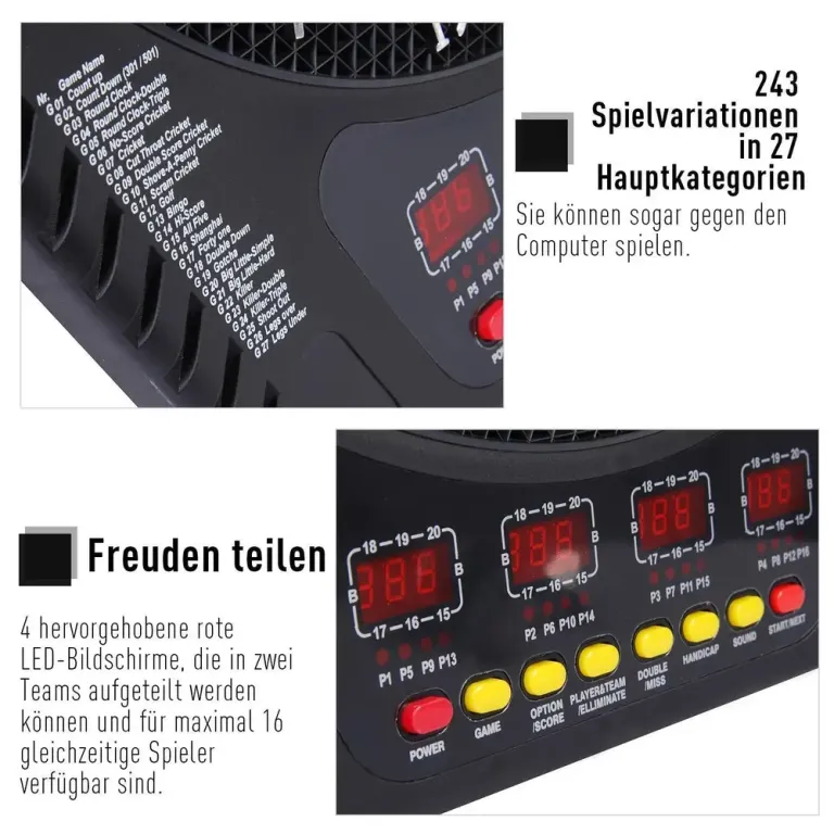 Elektronisk Darttavla med LED-Display och 6 Pilar Automatisk