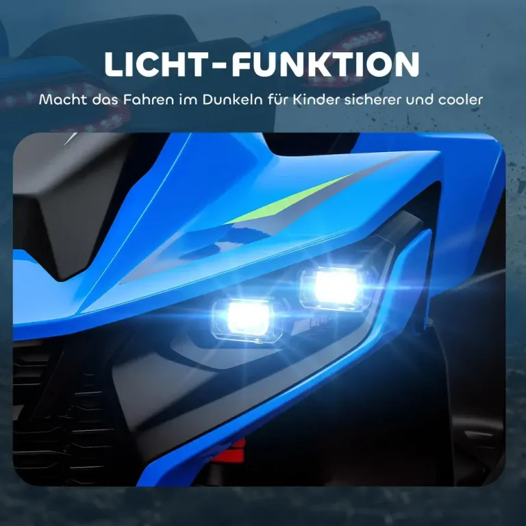 Elfyrhjuling för Barn med LED-Strålkastare och Musik Elbil