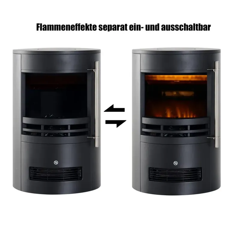 Elektrisk Kamin med LED-Flamma 2000 w, Svart Värmefläkt Flameffekt