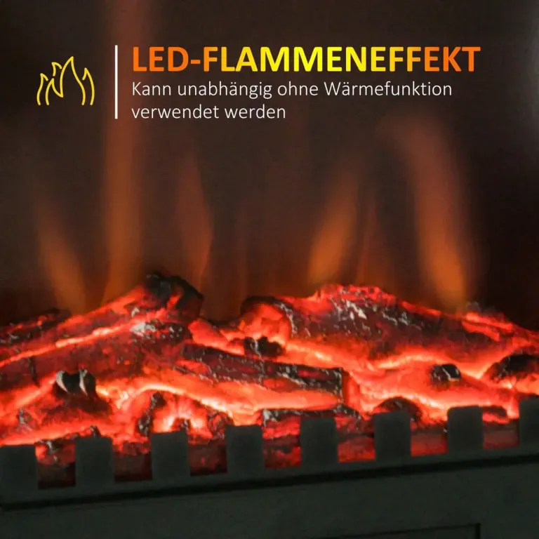 Elektrisk Kamin med LED-Flamma, Svart Realistiska Lågor