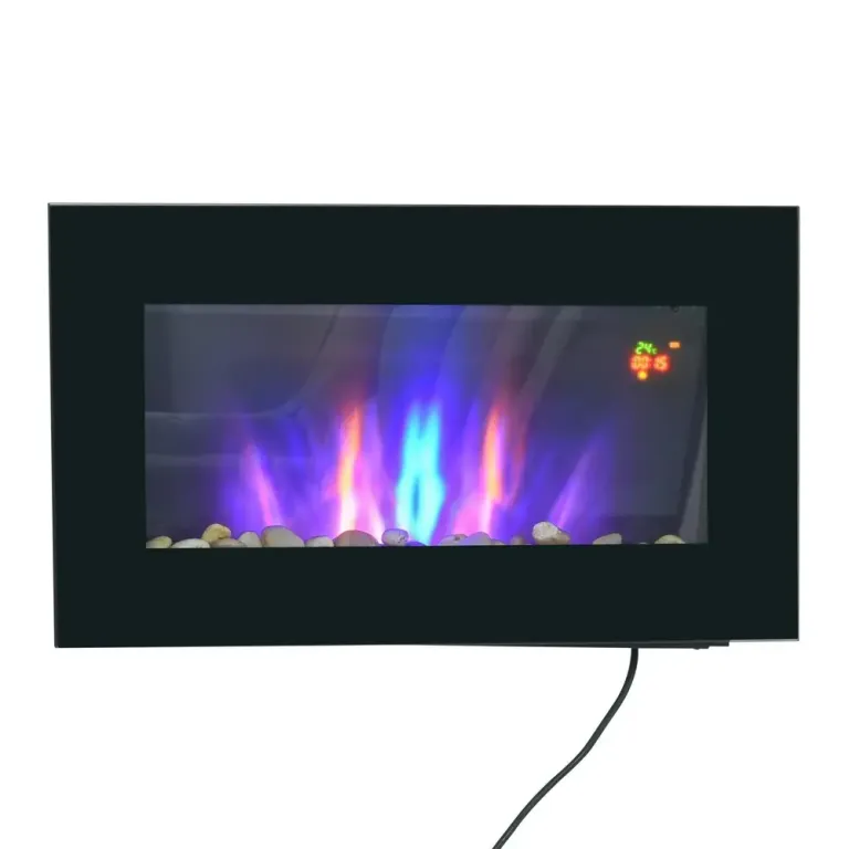 Elektrisk Väggkamin med LED-Flamma 2000 w, Svart Flameffekt