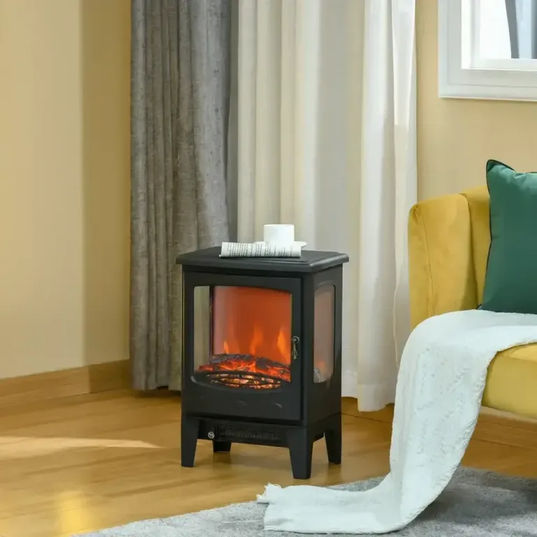 Elektrisk Kamin med LED-Flamma 1800 w, Svart