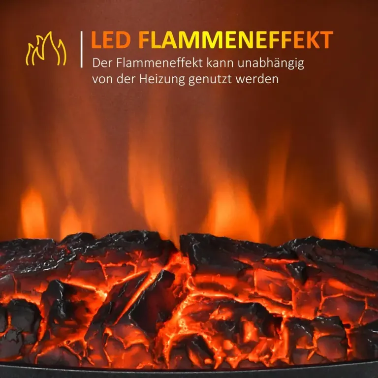 Elektrisk Kamin med LED-Flamma 1800 w, Svart
