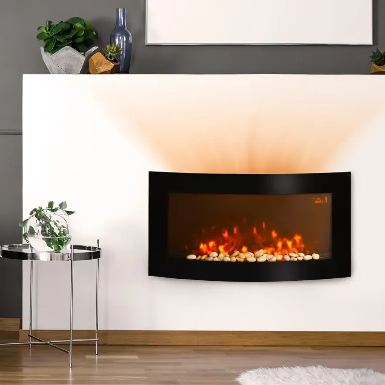 Elkamin Svart för Väggmontering med LED-Flamma 89,2 Cm Elektrisk