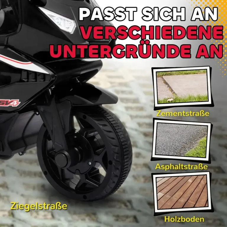Elmotorcykel Barn Svart Plast för Elektrisk Leksak Månader Stödhjul