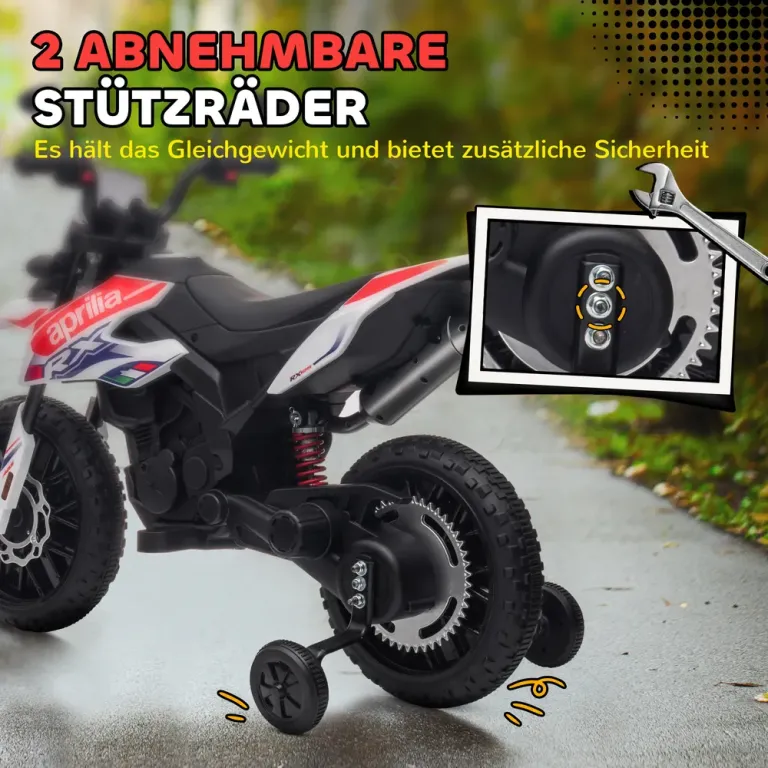 Elmotorcykel Barnmotorcykel 12 v Fordon med Musik Vit Träningshjul