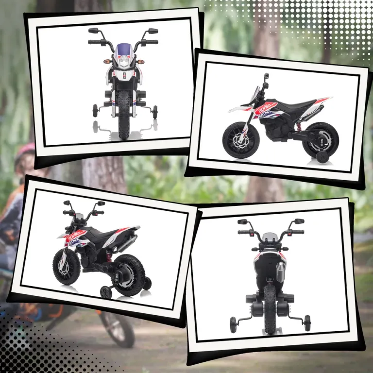 Elmotorcykel Barnmotorcykel 12 v Fordon med Musik Vit Träningshjul