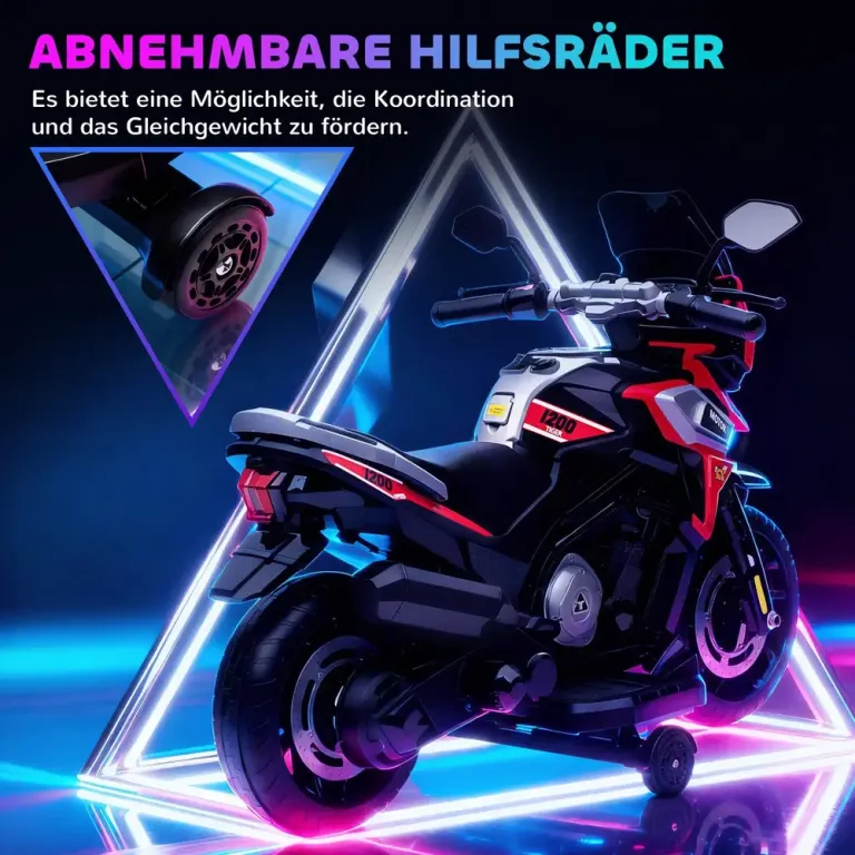Elmotorcykel för Barn 18-36 Månader Åkande Fordon Stödhjul