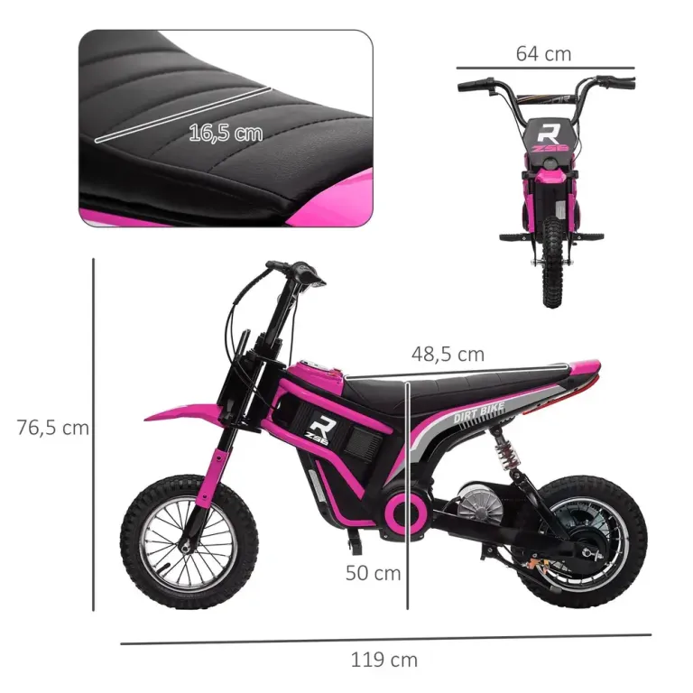 Elmotorcykel för Barn 24 v med Horn Ljus och Vridreglage Rosa