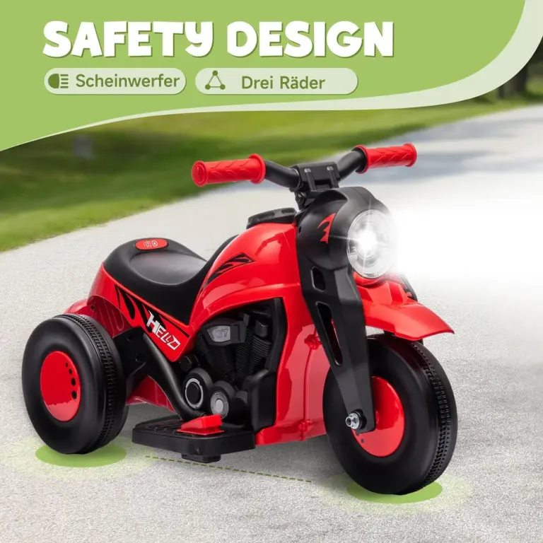Elmotorcykel för Barn 6 v med Såpbubblor, Röd