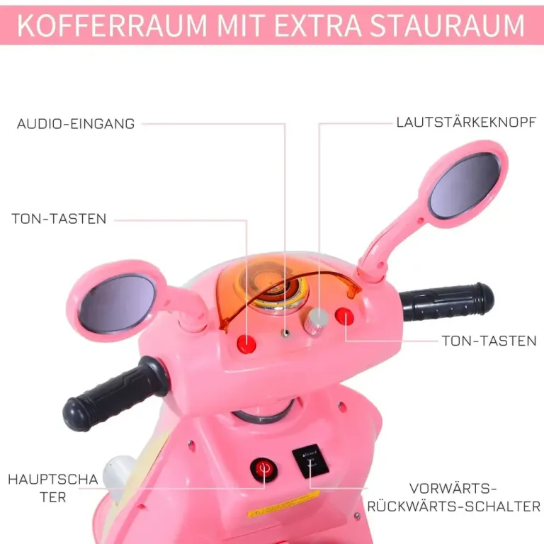 Elmotorcykel för Barn Elbil Trehjuling Cm Rosa