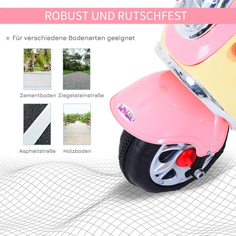 Elmotorcykel för Barn Elbil Trehjuling Cm Rosa