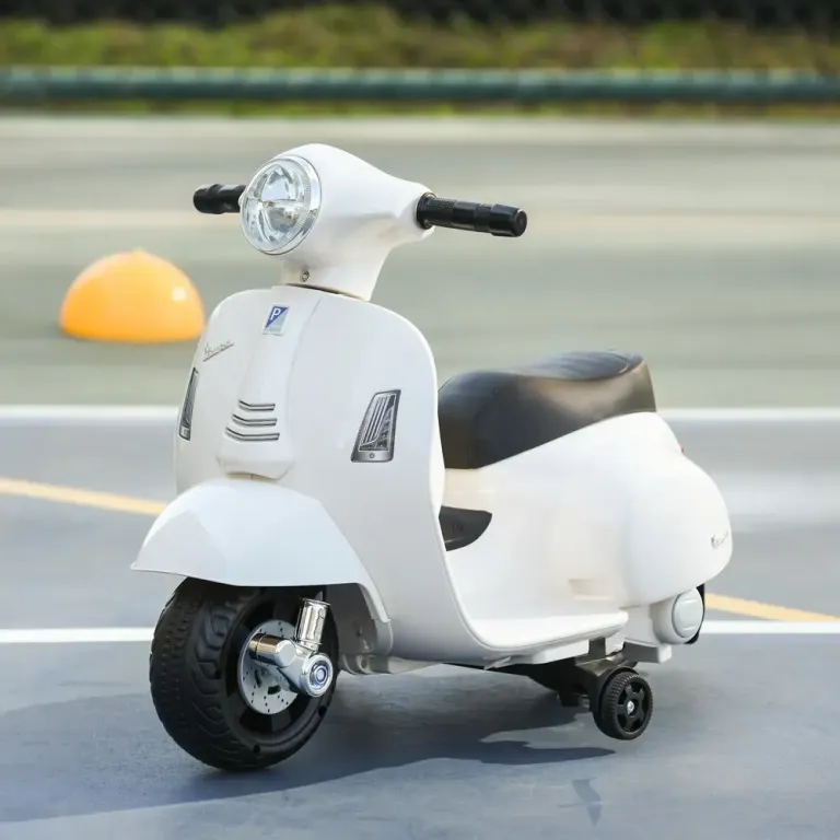 Elmotorcykel Vespa för Barn med LED-Ljus, Vit