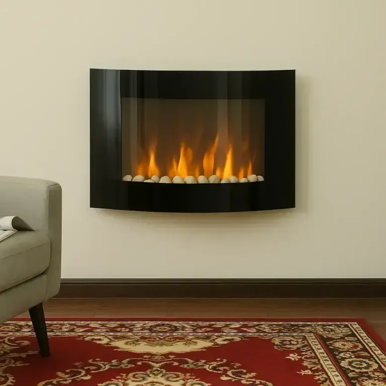 Väggmonterad Elkamin 65 cm med Flammeffekt, Svart Elektrisk