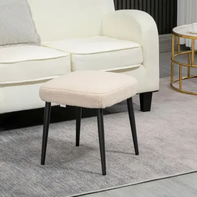 Fotpall Fyrkantig Pall Beige av Tyg 42 x 42 x 47 cm