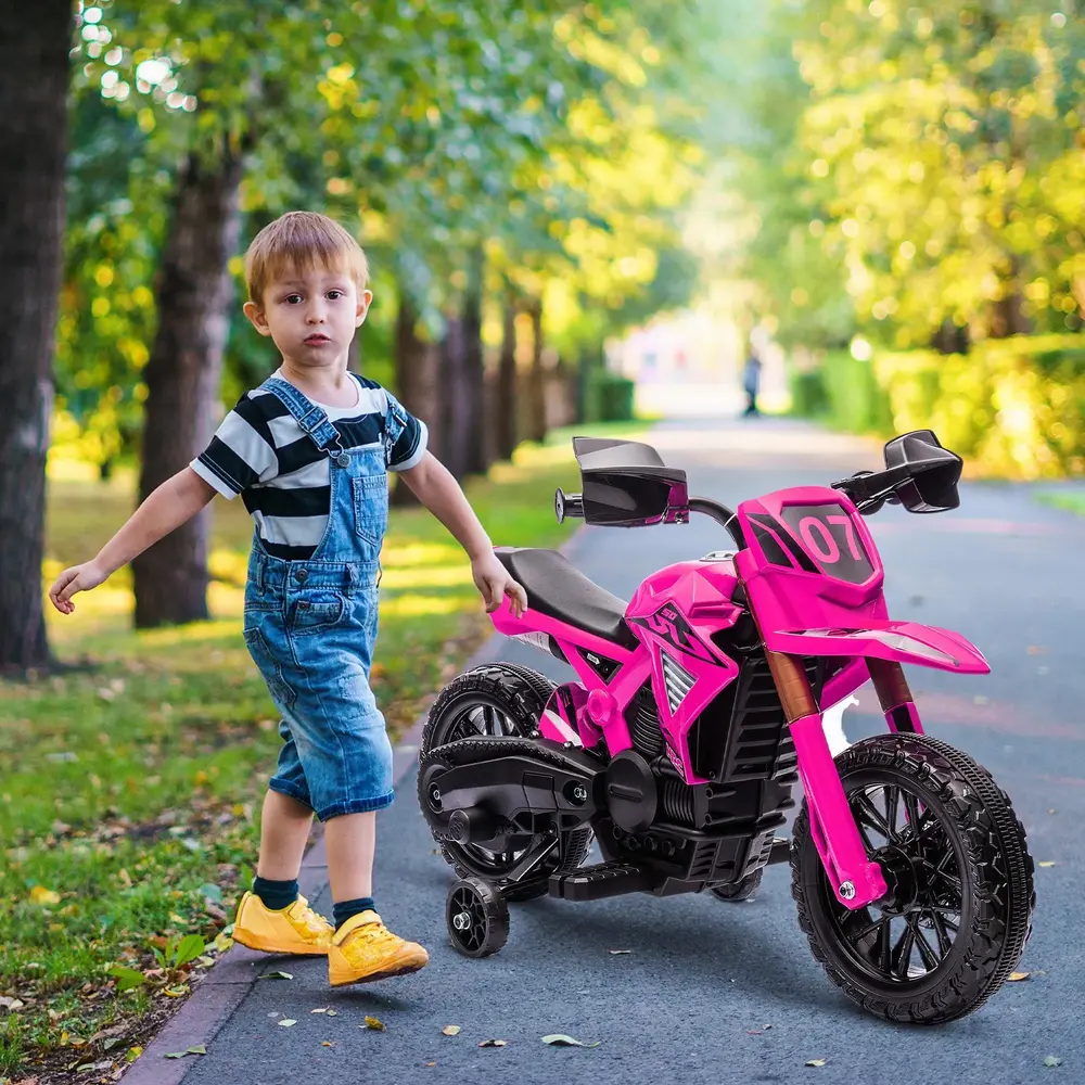 Elektrisk Barnmotorcykel 12V med Träningshjul Signalhorn