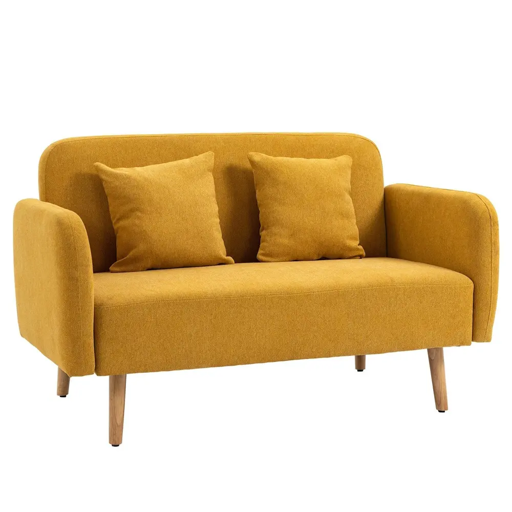 2-Sitsig Soffa med Fotstöd Loveseat i Sammet med Kuddar