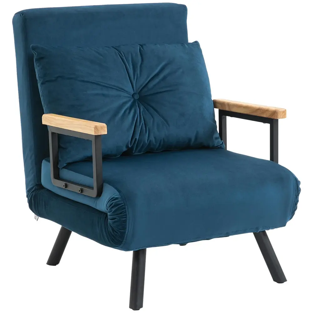 Bäddsoffa Relaxstol Blå av Sammet 63 x 73 x 81 Cm
