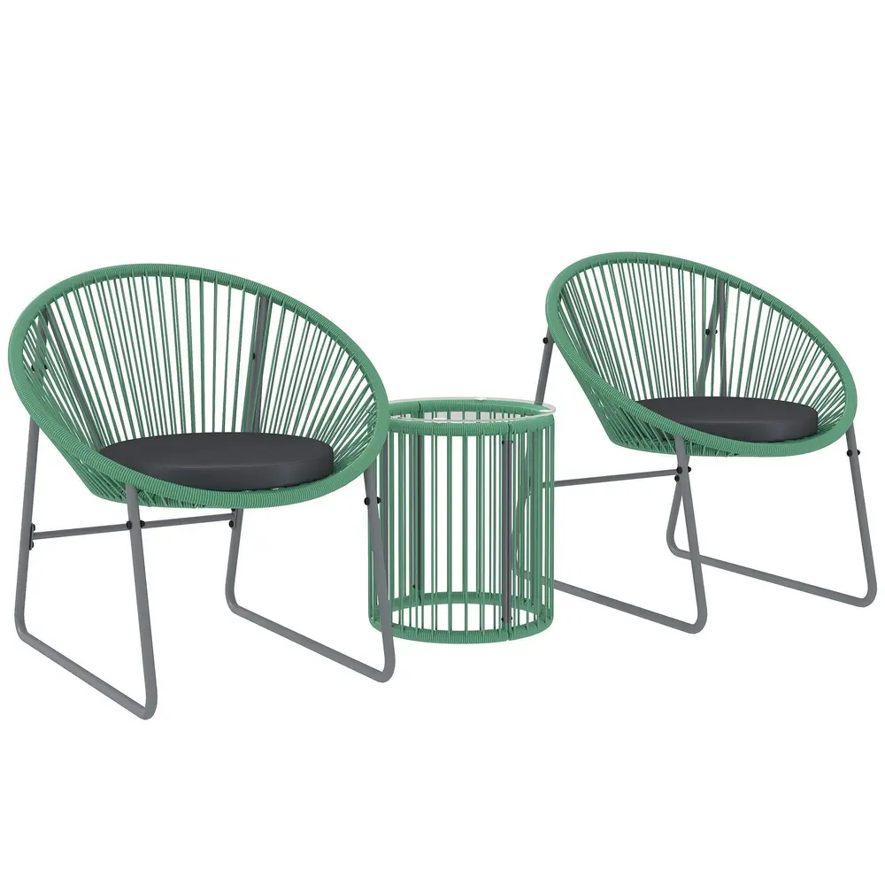 Trädgårdsmöbelset 3 Delar med Bord och 2 Stolar, Grön