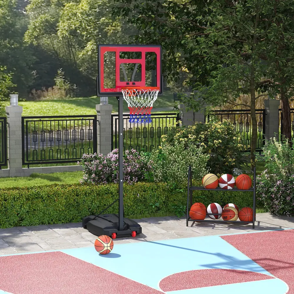 Basketkorg Basketstativ Utomhus Röd av Stål 200-260 Cm