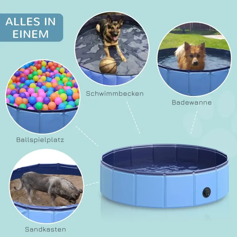 Hundpool Hopfällbar Plaskdamm för Hund 80 x 20 cm