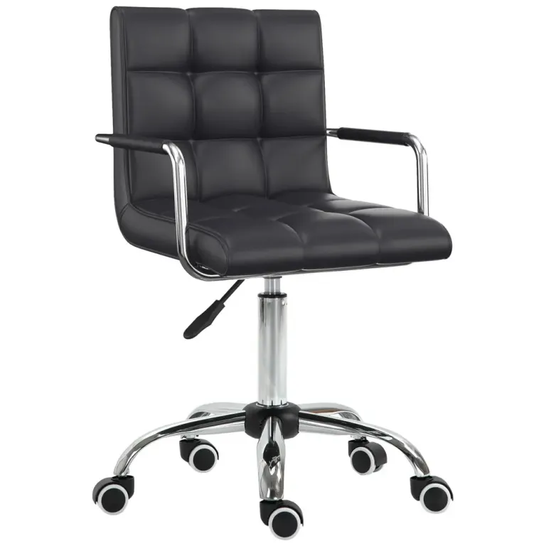 Ergonomisk Arbetsstol Rullpall Höjdjusterbar Svart