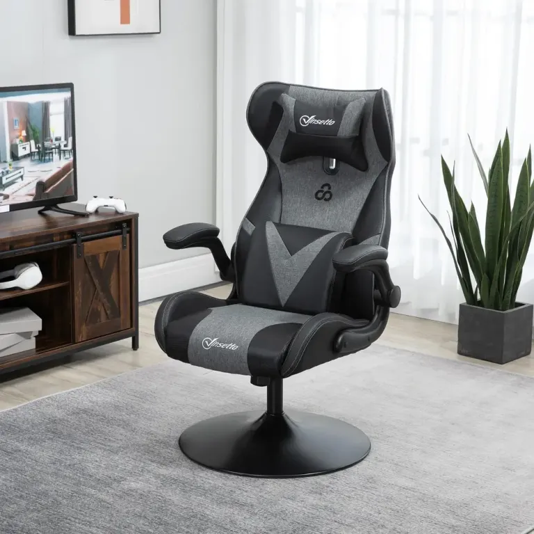 Ergonomisk Gamingstol i Konstläder Svart Rund Justerbar Höjd Stöd
