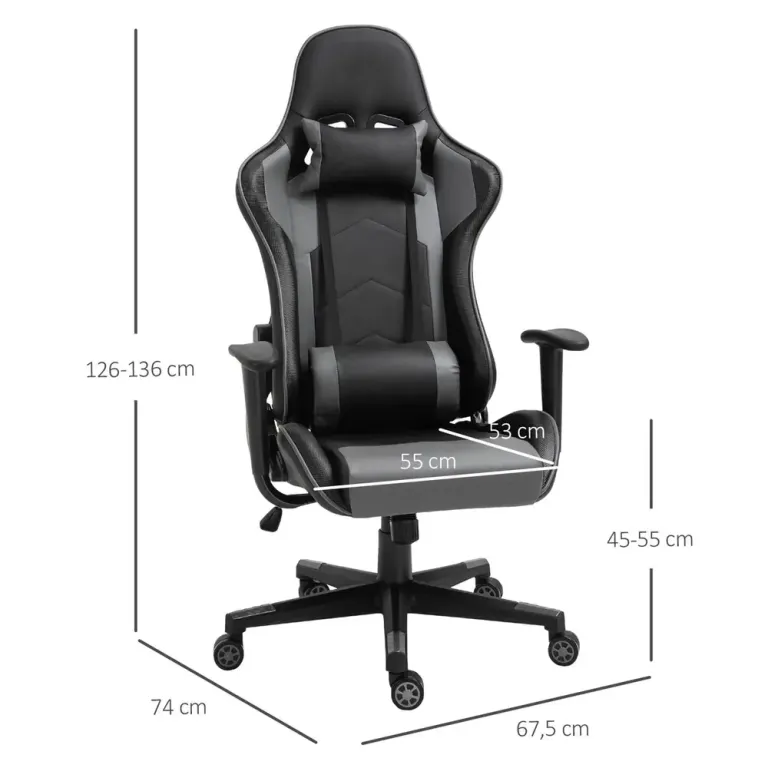 Ergonomisk Gamingstol Kontorsstol med Hög Rygg Svart