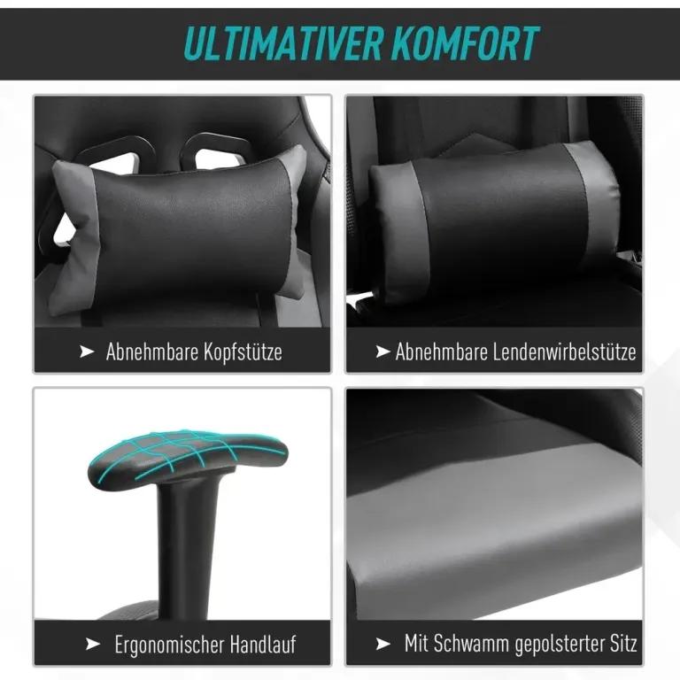 Ergonomisk Gamingstol Kontorsstol med Hög Rygg Svart