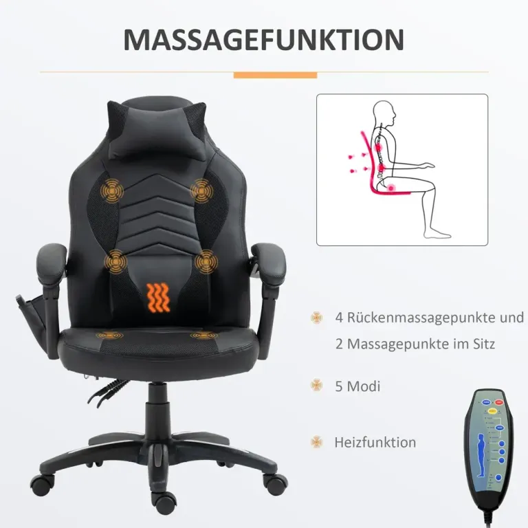 Ergonomisk Gamingstol Kontorsstol med Massage & Värme