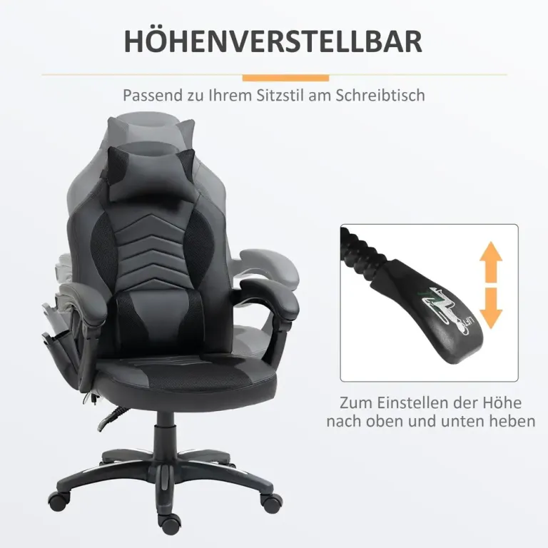 Ergonomisk Gamingstol Kontorsstol med Massage & Värme
