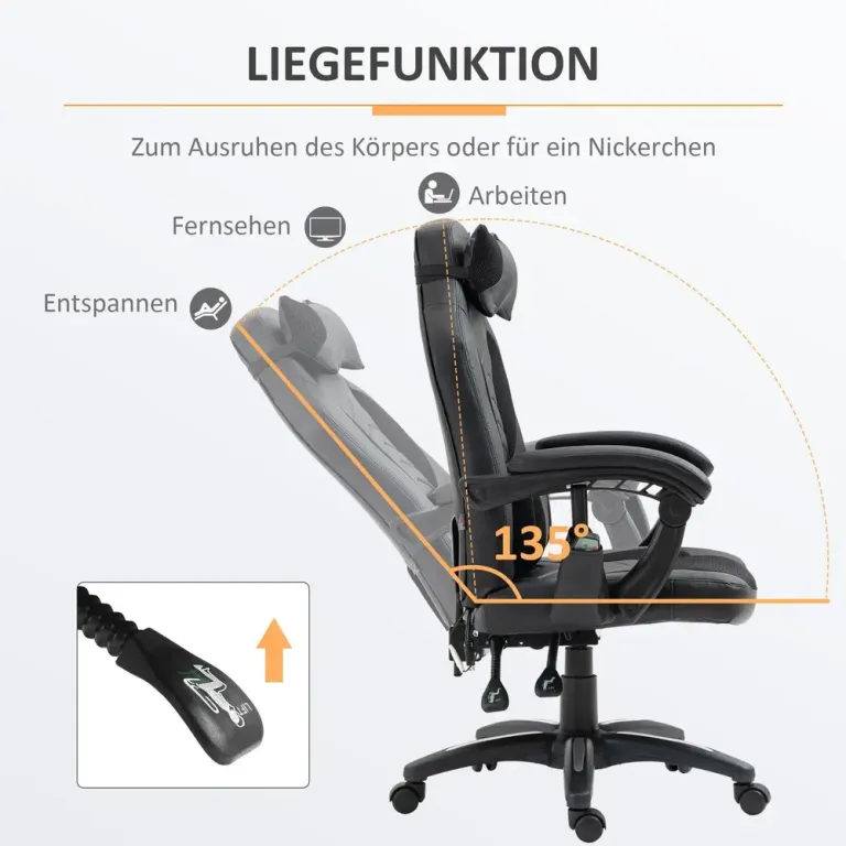 Ergonomisk Gamingstol Kontorsstol med Massage & Värme