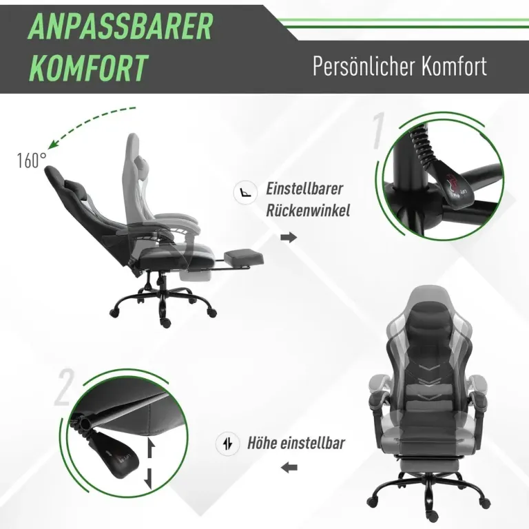 Ergonomisk Gamingstol Kontorsstol med Massage & Värme