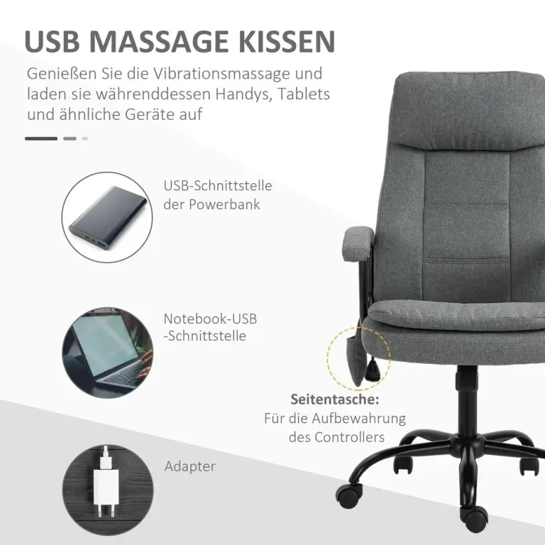 Ergonomisk Gamingstol med Massage & Nackstöd