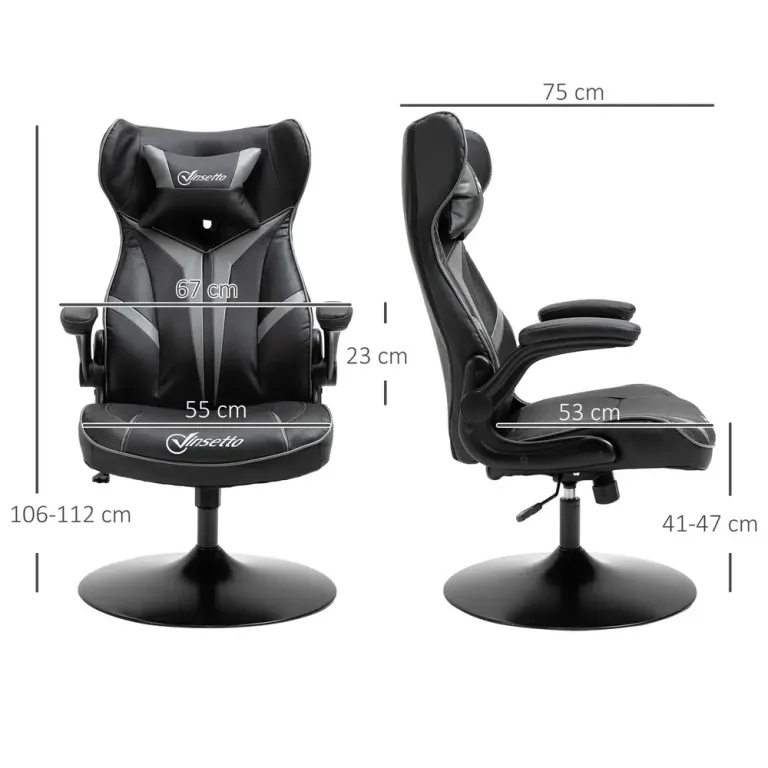 Ergonomisk Gamingstol med Nackstöd Konstläder Grå