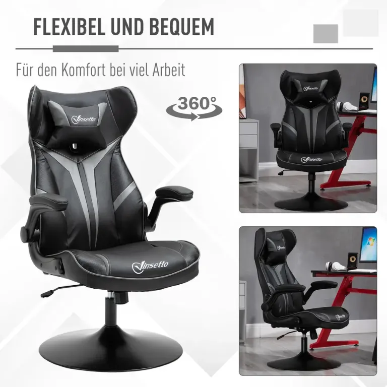 Ergonomisk Gamingstol med Nackstöd Konstläder Grå