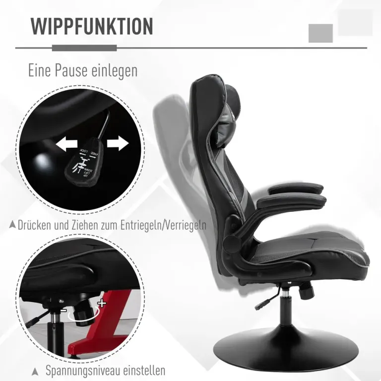 Ergonomisk Gamingstol med Nackstöd Konstläder Grå