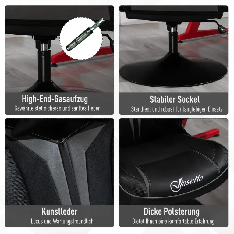 Ergonomisk Gamingstol med Nackstöd Konstläder Grå